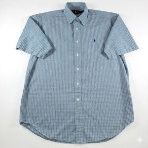 Polo Ralph Lauren Blake Gingham Short Sleeve Shirt Mens M Green Purple Preppy